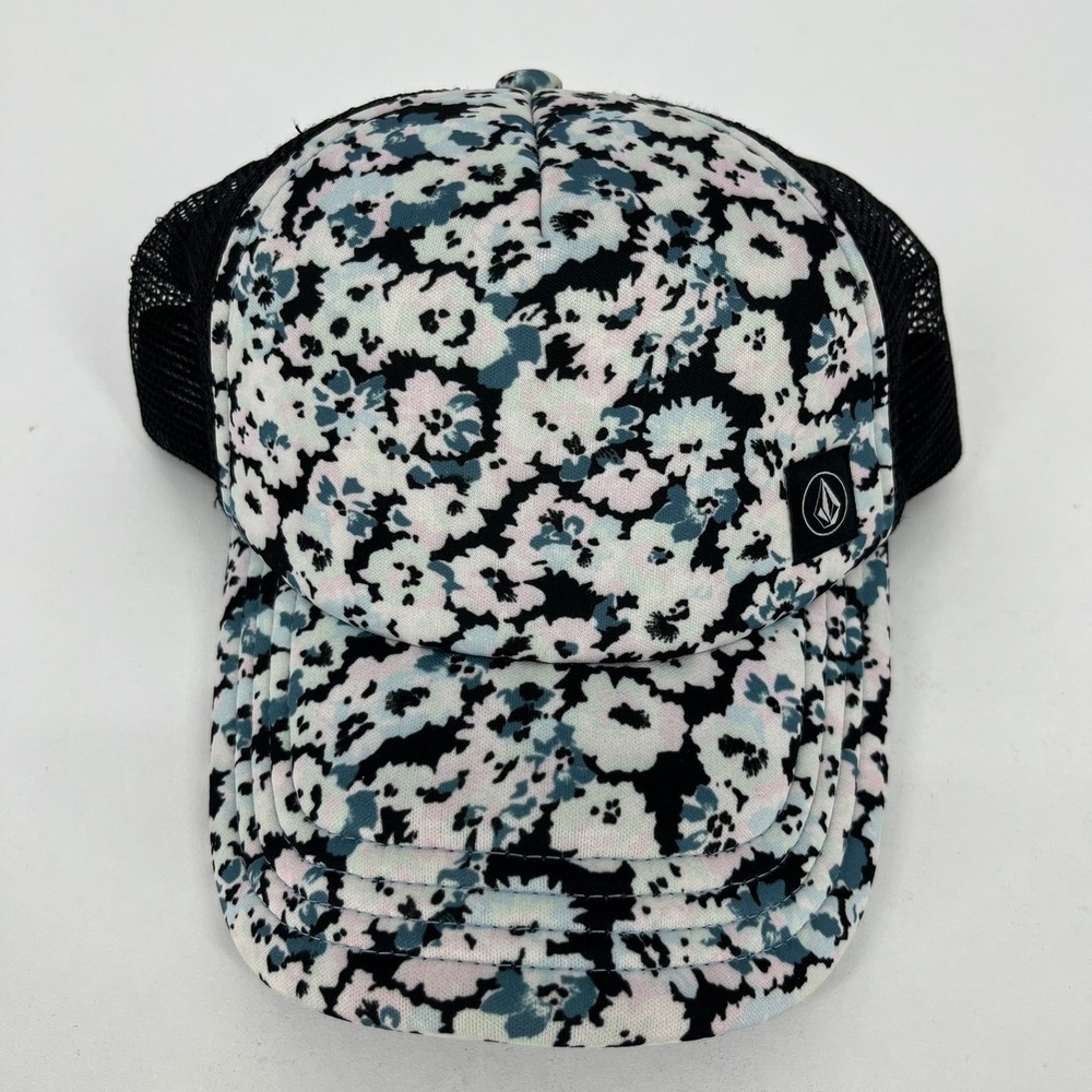 Volcom Womens Floral Mesh Trucker Hat Snapback Black Blue Pink Beach Cap